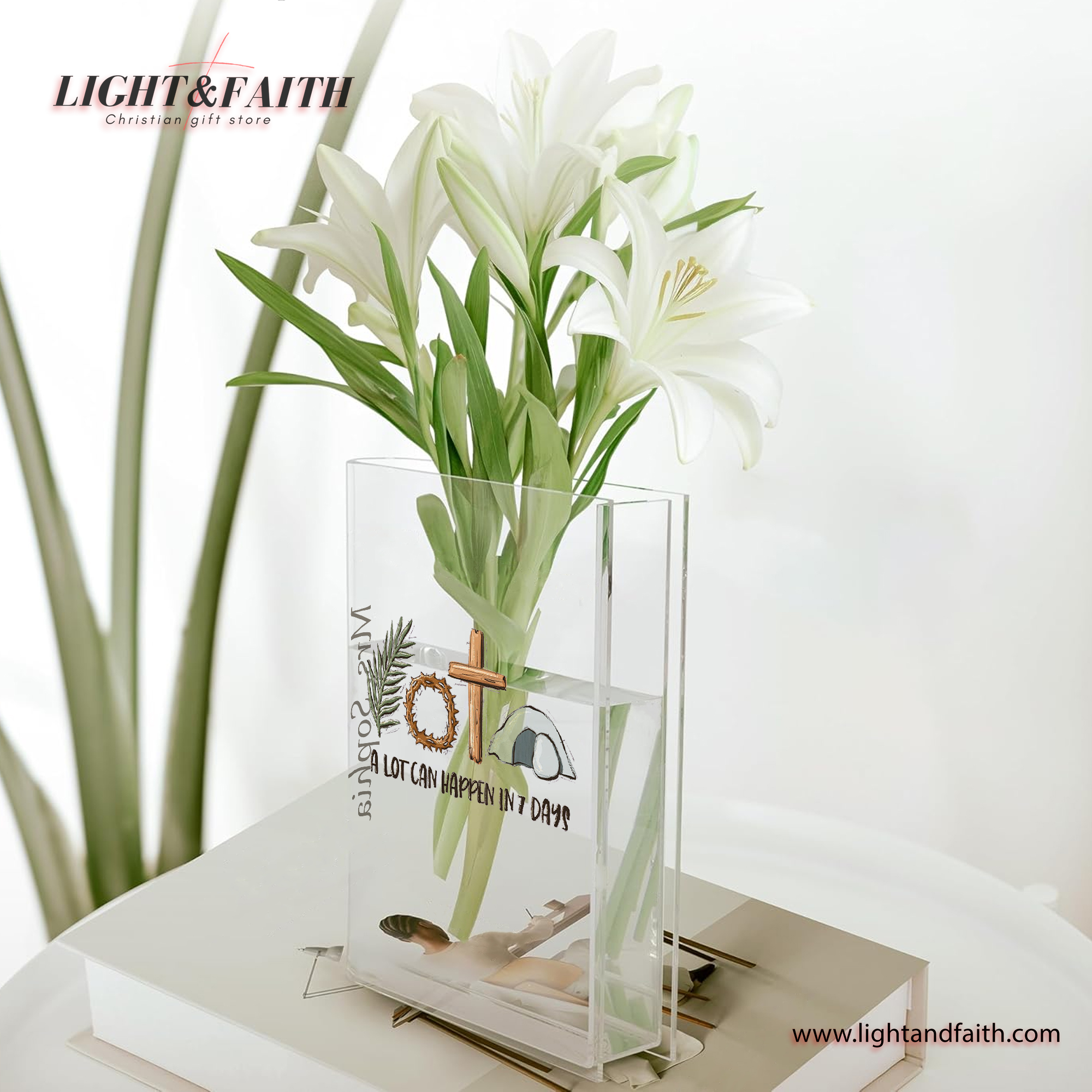 A Lot Can Happen in 7 Days Book Vase ,Easter Book Vase, Christian Book Vase, Faith Book Vase, Bible Verse Book Shaped Flower Vase